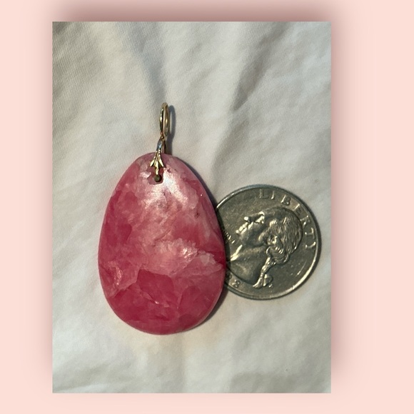 Pendant stone - red rhodochrosite, gold filled bail, natural raspberry color - Picture 2 of 3